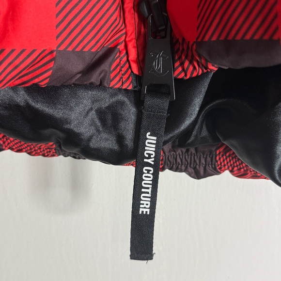 Juicy Couture Women's Plaid Puffer Jacket Size XL in Red and Black - Picture 4 of 9
